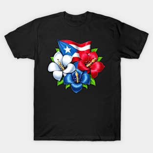 Puerto Rico Flowers Flag T-Shirt